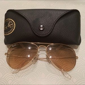 Authentic Gold Ray Ban Aviators + Case